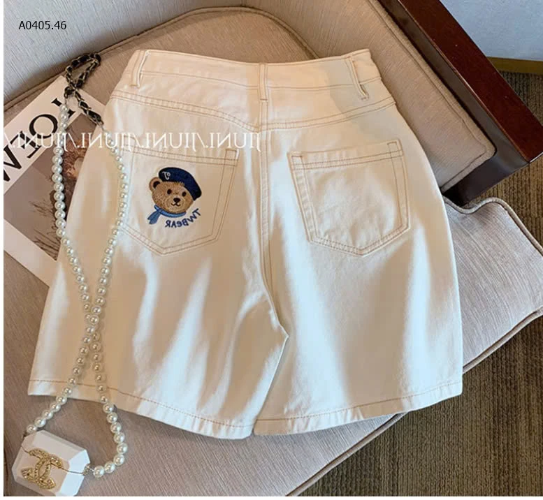 Quần sooc trắng thêu gấu-sỉ 120k