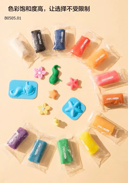 HỘP ĐẤT NẶN 24 MÀU DELI cho bé  -sỉ 70k