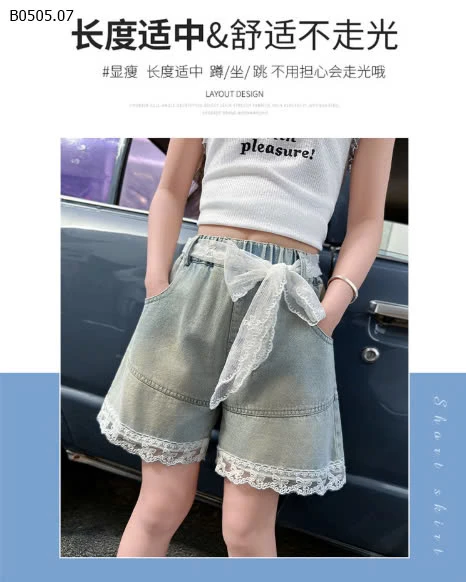 QUẦN SHORT DENIM PHỐI REN JUZITIGE -sỉ 146k