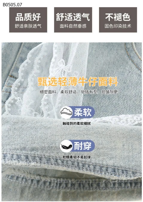 QUẦN SHORT DENIM PHỐI REN JUZITIGE -sỉ 146k