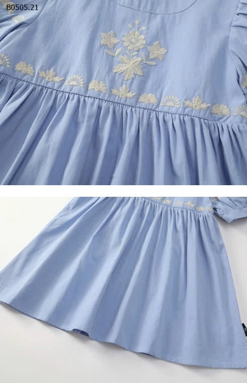 ĐẦM XANH DƯƠNG THÊU HOA NGỰC -sỉ 142k