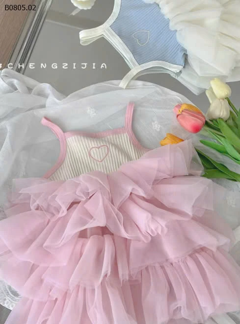 VÁY 2 DÂY PHỐI BÈO TẦNG  -sỉ 99k