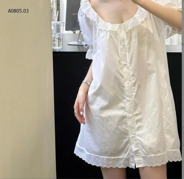 VÁY NGỦ TRẮNG PHỐI REN -sỉ 122k