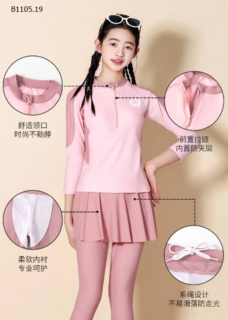BỘ BƠI DÀI BÉ GÁI QC CỰC XINH -sỉ 220k