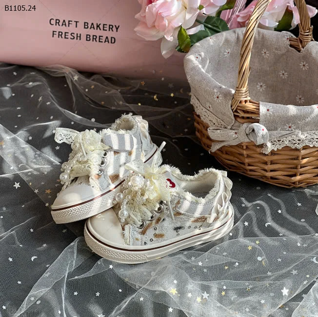 GIÀY CÔNG CHÚA BG ĐẾ BẰNG REN BE-sỉ Sz 16-19 : 285k           Sz 22-25 : 308k 