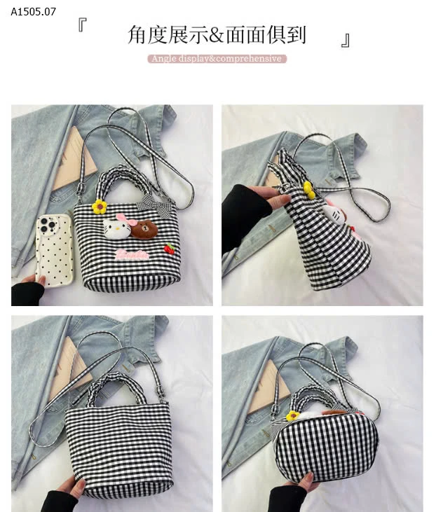  TÚI XÁCH VẢI KẺ CARO DỄ THƯƠNG CHO NỮ- sỉ 149k