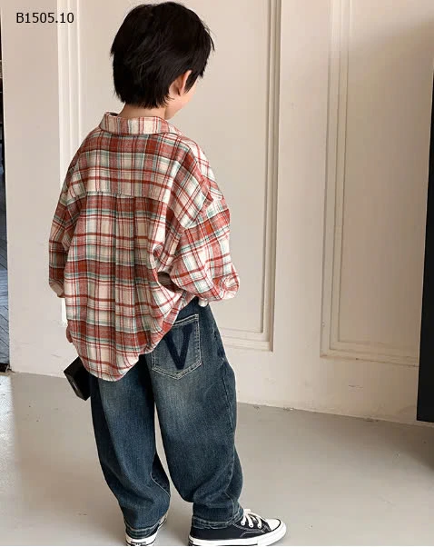 ÁO SƠ MI KẺ DÀI TAY CHO BT -Sỉ 109k