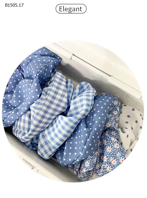 SET 5 DÂY BUỘC TÓC TONE XANH BG  - sỉ 30k/set 5c mix