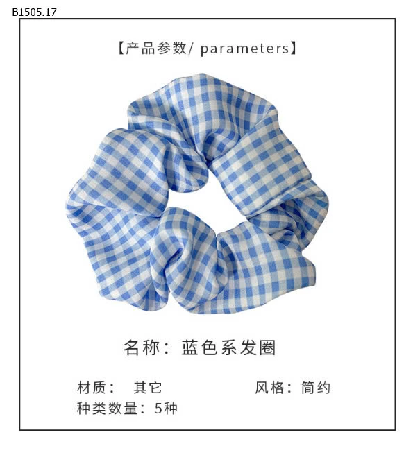 SET 5 DÂY BUỘC TÓC TONE XANH BG  - sỉ 30k/set 5c mix