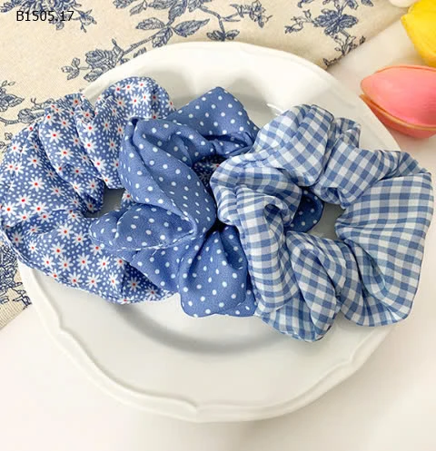 SET 5 DÂY BUỘC TÓC TONE XANH BG  - sỉ 30k/set 5c mix