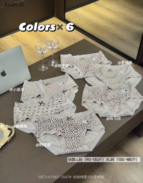 SET 6C QUẦN CHIP HỌA TIẾT CHO NỮ-sỉ 158k/set 6c mix màu