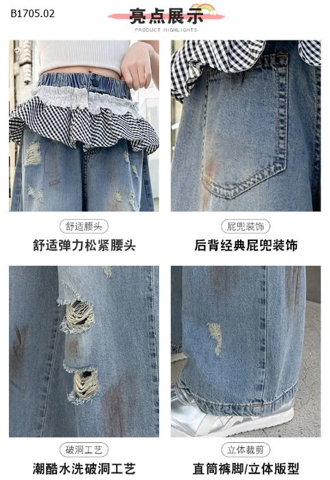 QUẦN JEAN RÁCH DÁNG SUÔNG -sỉ 178k