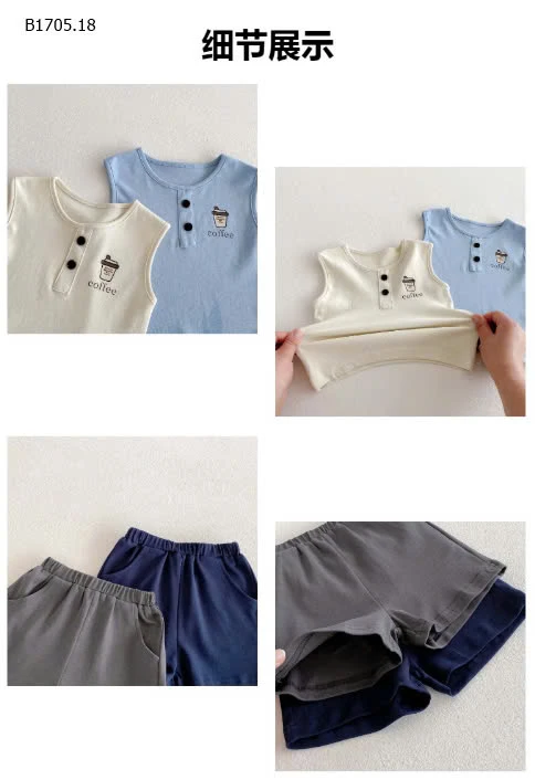 SET BỘ ÁO SÁT NÁCH MIX QUẦN SHORT CHO BT  -sỉ 137k