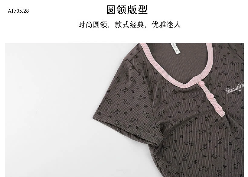 SET BỘ NGỦ CỘC TAY HỌA TIẾT NỮ-sỉ 133k