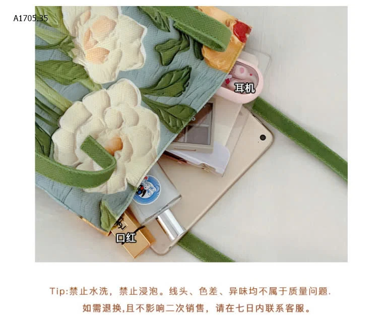 TÚI XÁCH HOA 3D VINTAGE-sỉ 55k