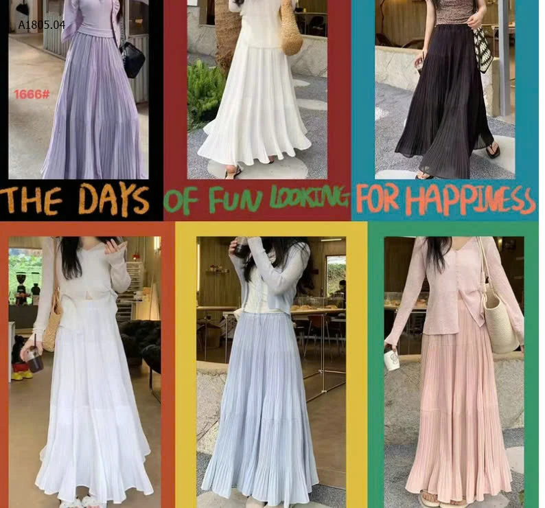 CHÂN VÁY XẾP LY DÁNG DÀI  - sỉ 186k