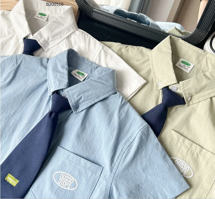 SƠ MI CỘC TAY KÈM CÀ VẠT - sỉ 120k