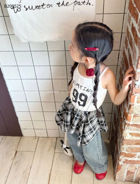 SET ÁO HAI DÂY CARO MIX QUẦN JEAN ỐNG RỘNG BG- Sỉ Áo: 126k Quần: 205k