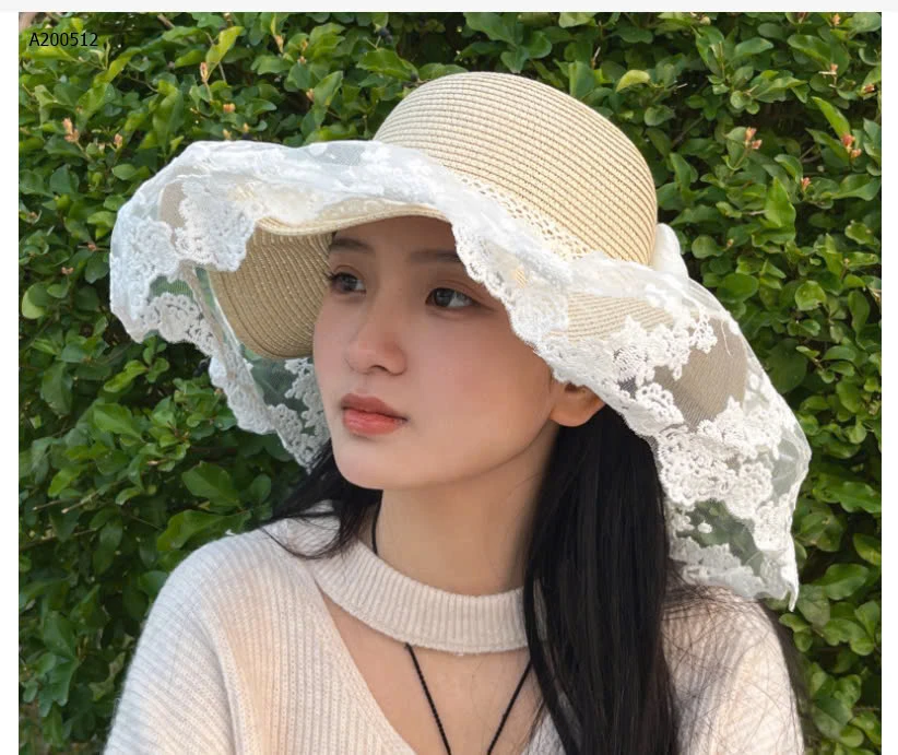 MŨ CÓI TIỂU THƯ PHỐI REN VÀNH RỘNG-Sỉ 67k