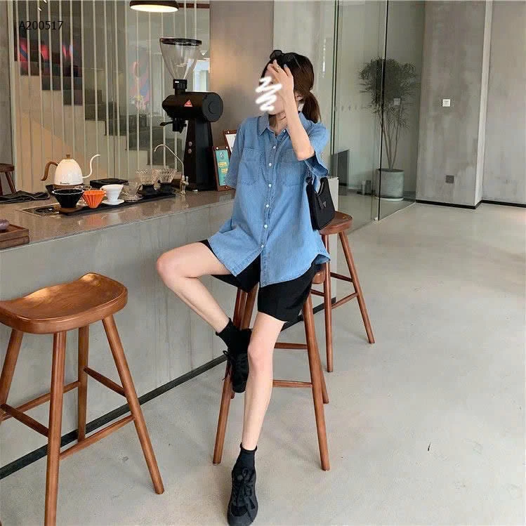 ÁO SƠ MI DENIM CỘC TAY-Sỉ 126k