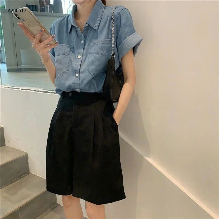 ÁO SƠ MI DENIM CỘC TAY-Sỉ 126k