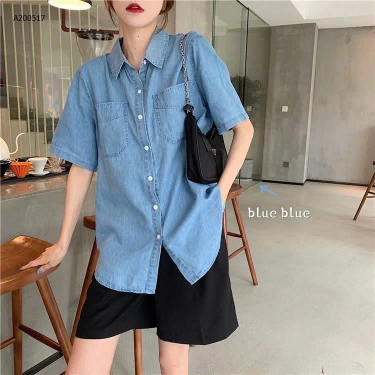 ÁO SƠ MI DENIM CỘC TAY-Sỉ 126k