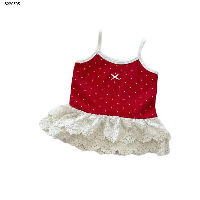 ÁO 2 DÂY CHẤM BI PHỐI REN NƠ NINGLI-Sỉ 86k