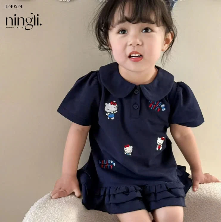 VÁY CỘC TAY HELLO KITTY CHO BÉ  - sỉ 132k