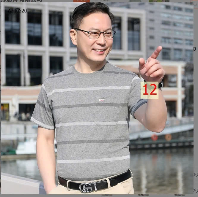 ÁO THUN KẺ CỔ TRÒN NAM TRUNG NIÊN  - sỉ 89k