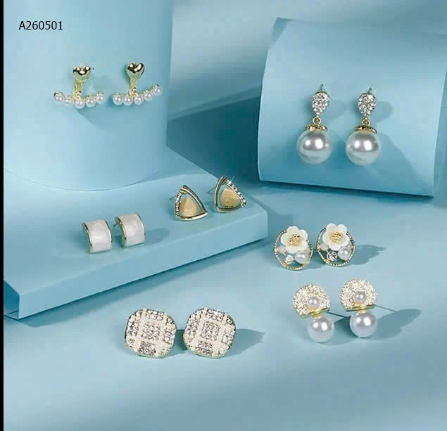 Set 7 đôi bông tai ngọc trai S925 HongKong style - sỉ 198k