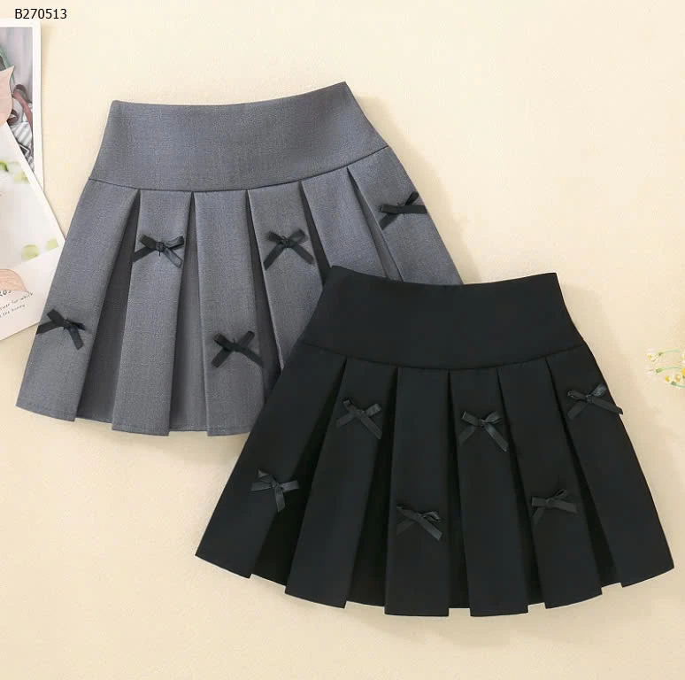 CHÂN VÁY XẾP LY PHỐI NƠ CHO BÉ GÁI - sỉ 120k