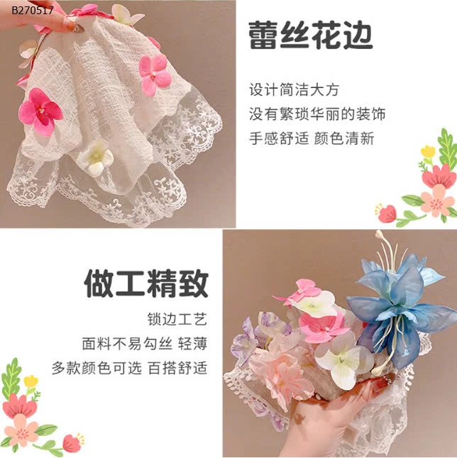 CÀI TÓC VOAN ĐÍNH HOA ĐIỆU ĐÀ CHO BÉ- sỉ 70k/set 2c chọn màu