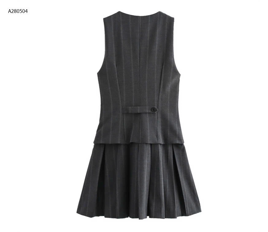 SET ÁO VEST SÁT NÁCH MIX CHÂN VÁY XẾP LY NỮ KASLEAD - sỉ 253k