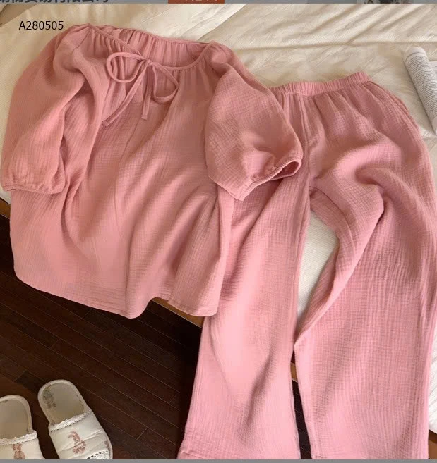 BỘ NGỦ ÁO TAY LỠ QUẦN DÀI MSUSU CHO NỮ  - sỉ 219k