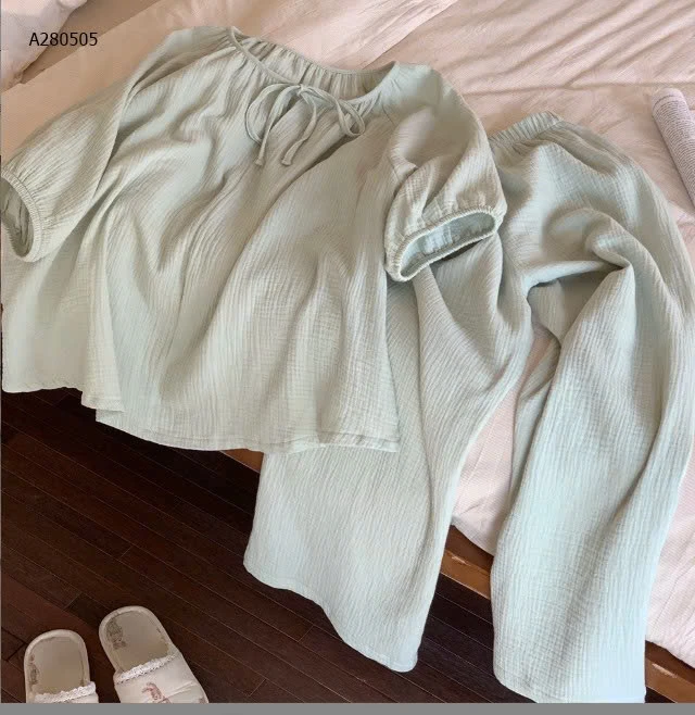 BỘ NGỦ ÁO TAY LỠ QUẦN DÀI MSUSU CHO NỮ  - sỉ 219k