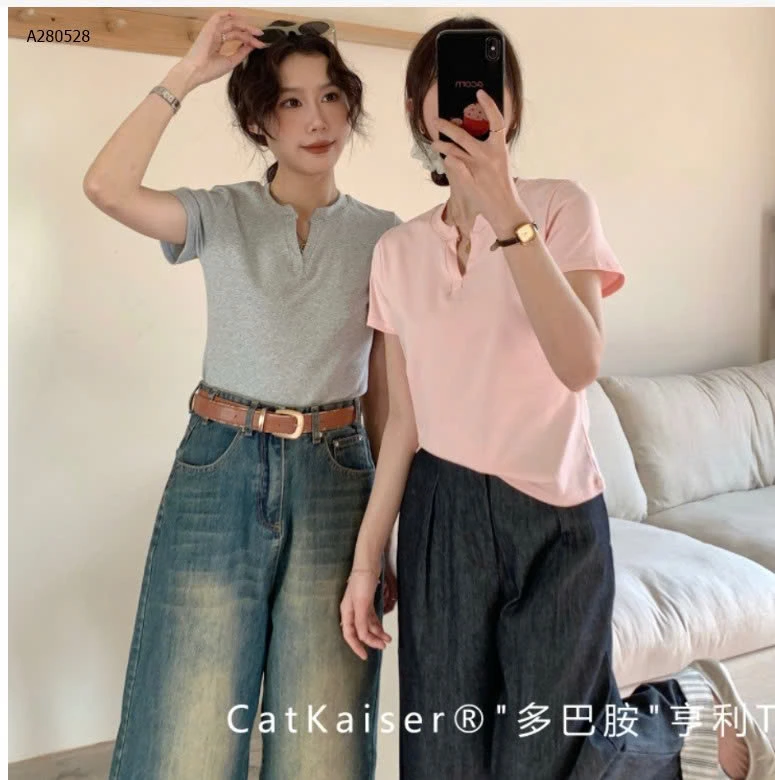 ÁO THUN CỔ V CATKAISER CHO NỮ - sỉ 115k