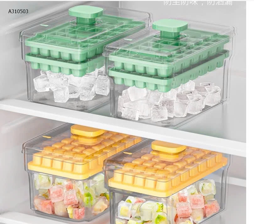 Hộp khay làm đá thông minh nhấn nút lấy đá dễ dàng 2 tầng -Sỉ 35k 