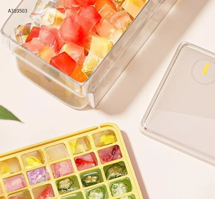 Hộp khay làm đá thông minh nhấn nút lấy đá dễ dàng 2 tầng -Sỉ 35k 