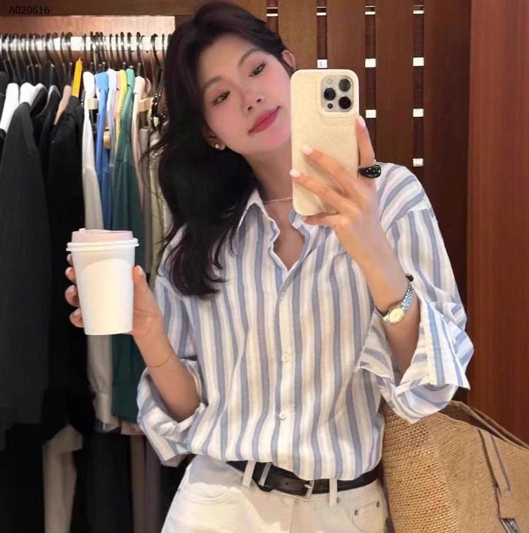 ÁO SƠ MI KẺ XANH BẢN TO CHO NỮ -sỉ 183k