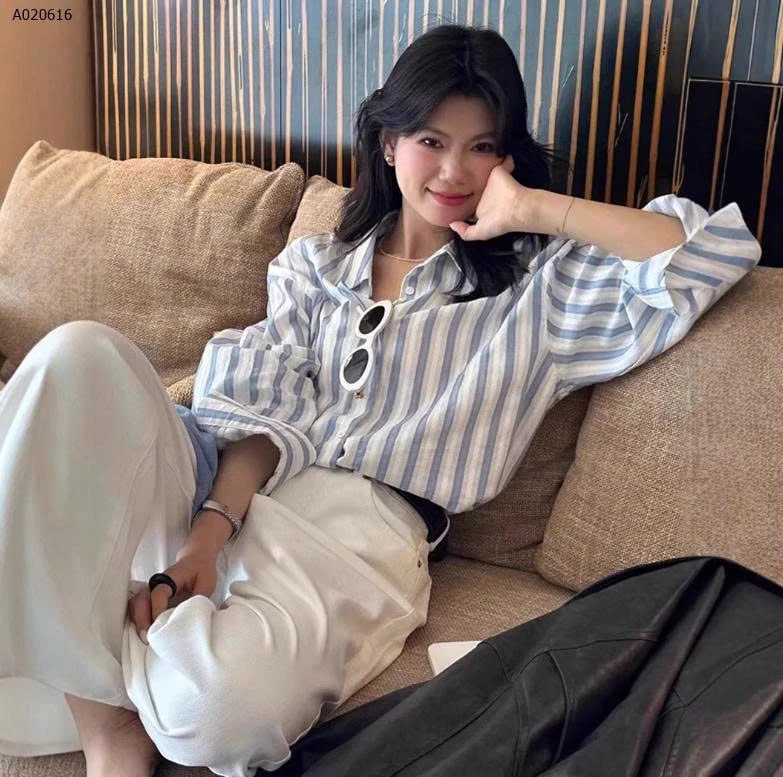 ÁO SƠ MI KẺ XANH BẢN TO CHO NỮ -sỉ 183k