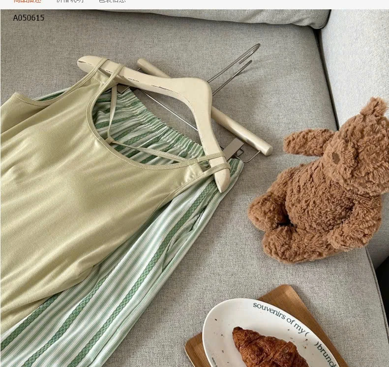 BỘ ÁO 2 DÂY QUẦN DÀI PHỐI REN CHO NỮ  - sỉ 206k