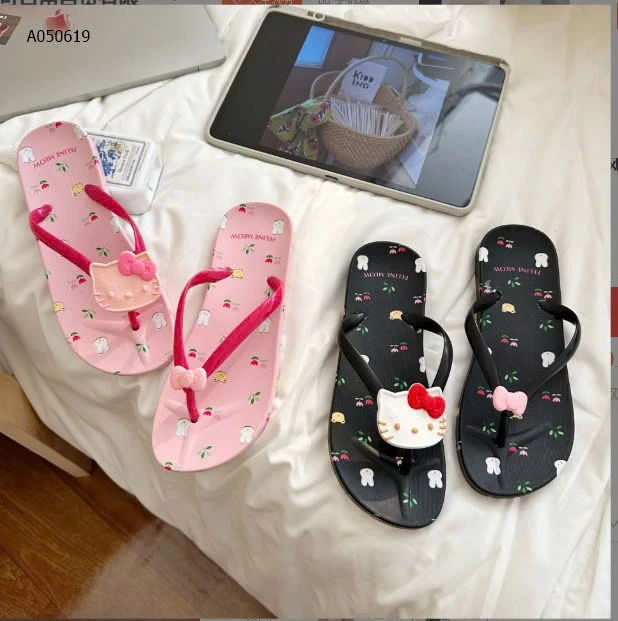 Dép xỏ ngón in hình mèo nơ-59k/đôi bán từ 2 đôi