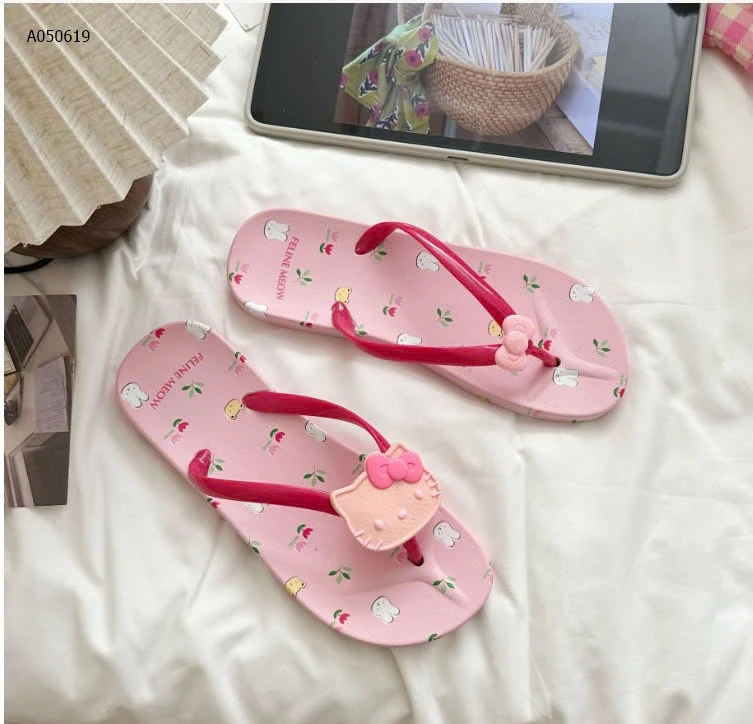 Dép xỏ ngón in hình mèo nơ-59k/đôi bán từ 2 đôi