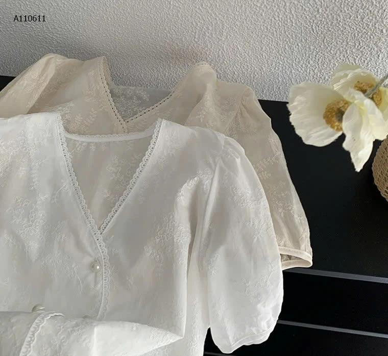 ÁO SƠ MI REN HOA CỔ V NỮ- sỉ 155k