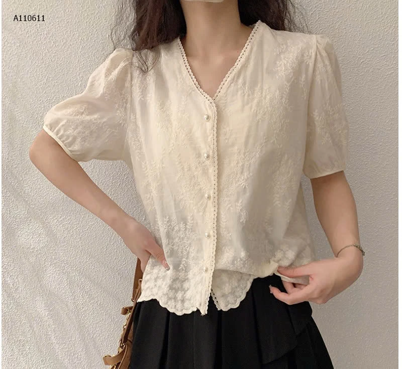 ÁO SƠ MI REN HOA CỔ V NỮ- sỉ 155k