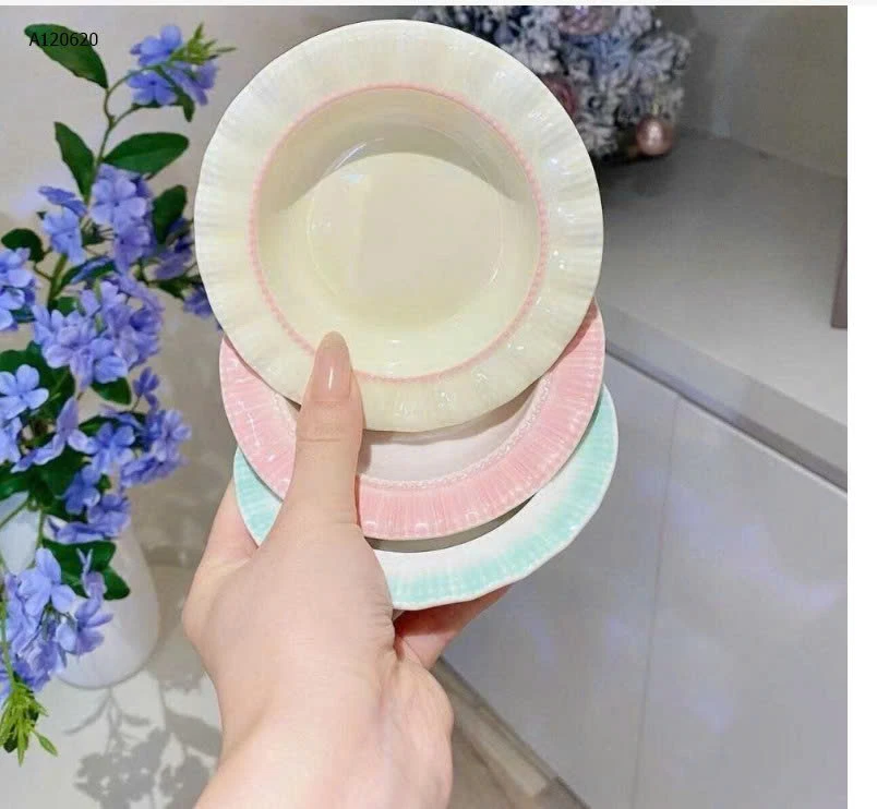 SET 3 ĐĨA ĐỰNG NƯỚC CHẤM VIỀN GỢN SÓNG - sỉ 76k/set 3c
