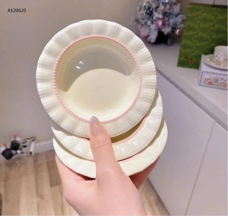 SET 3 ĐĨA ĐỰNG NƯỚC CHẤM VIỀN GỢN SÓNG - sỉ 76k/set 3c