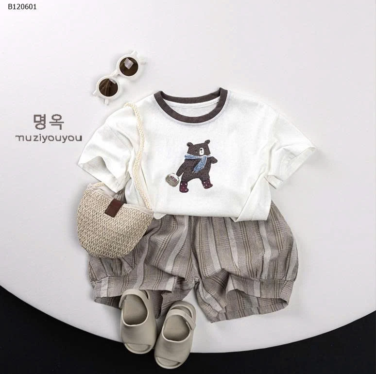 ÁO THUN GẤU VIỀN CỔ-Sỉ 115k 