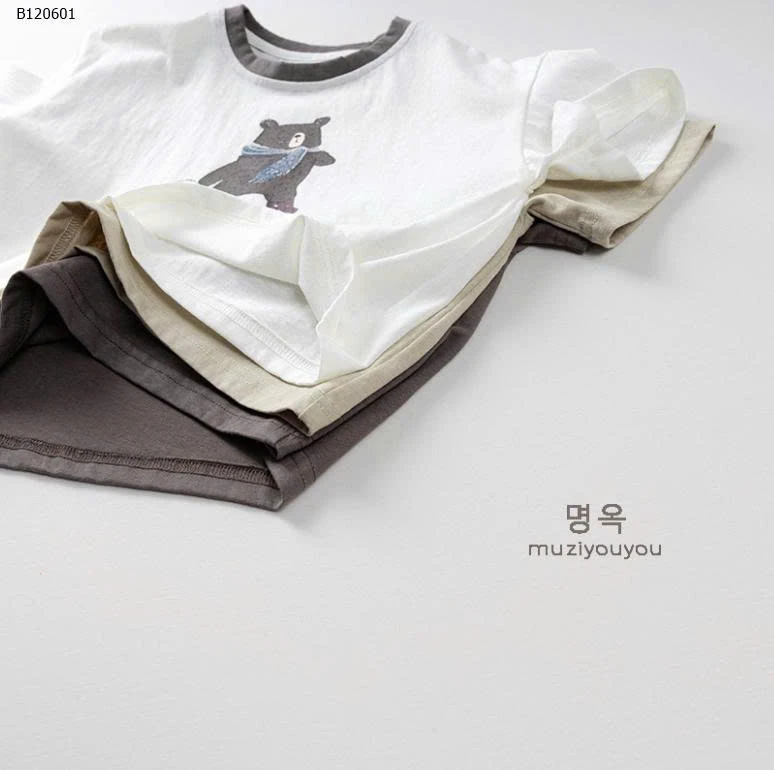 ÁO THUN GẤU VIỀN CỔ-Sỉ 115k 