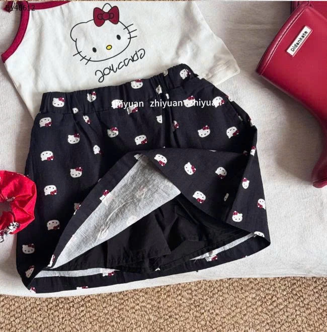 SET ÁO HAI DÂY MIX CHÂN VÁY HELLO KITTY-Sỉ giá  Áo: 85k /Chân váy: 117k